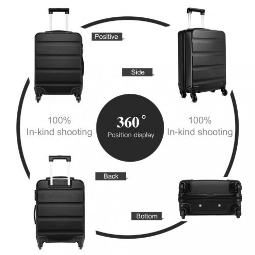 K1991-1L - Kono 24 Inch Horizontal Design ABS Hard Shell Suitcase With TSA Lock - Black | Neil's Luggage Store