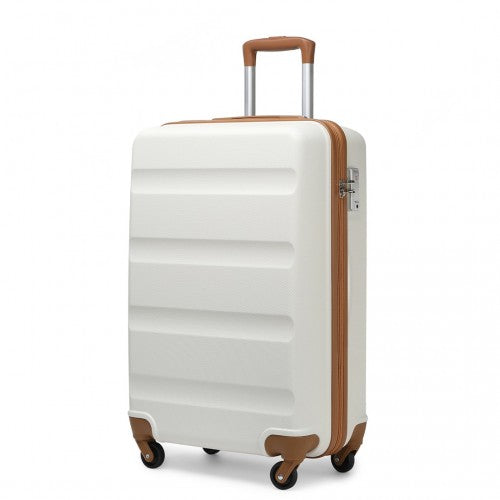 K1991-1L - Kono 19 Inch Horizontal Design ABS Hard Shell Suitcase With TSA Lock - Cream by LuluBags
