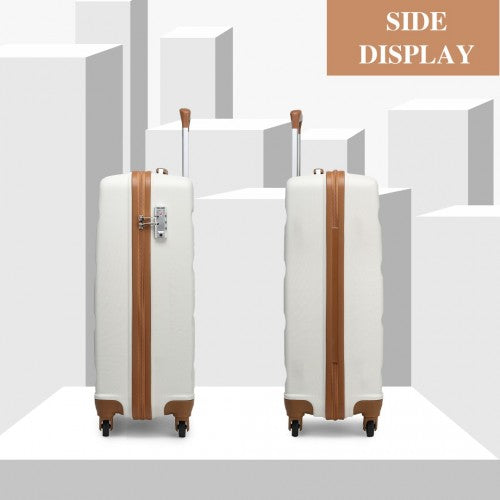 K1991-1L - Kono 19 Inch Horizontal Design ABS Hard Shell Suitcase With TSA Lock - Cream by LuluBags