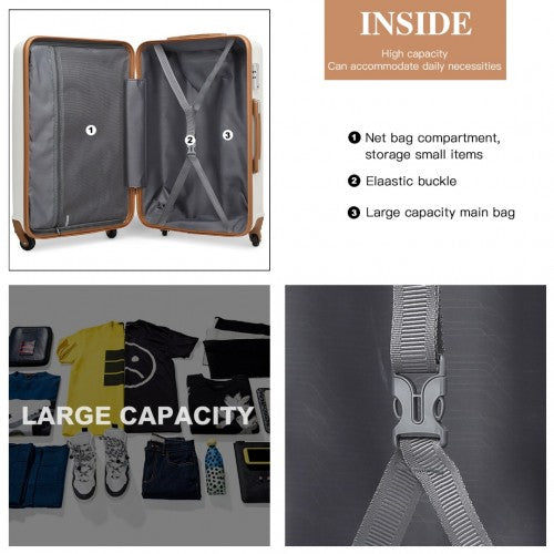 K1991-1L - Kono 19 Inch Horizontal Design ABS Hard Shell Suitcase With TSA Lock - Cream by LuluBags