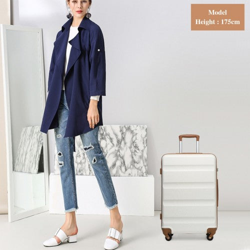 K1991-1L - Kono 19 Inch Horizontal Design ABS Hard Shell Suitcase With TSA Lock - Cream by LuluBags