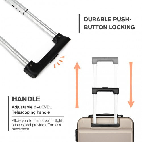 K1991-1L - Kono 19 Inch Horizontal Design ABS Hard Shell Suitcase With TSA Lock - Gold | Neil's Luggage Store