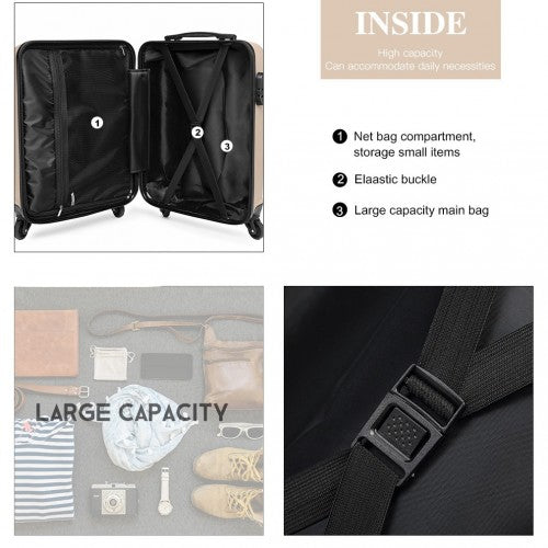 K1991-1L - Kono 19 Inch Horizontal Design ABS Hard Shell Suitcase With TSA Lock - Gold | Neil's Luggage Store