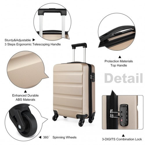 K1991-1L - Kono 19 Inch Horizontal Design ABS Hard Shell Suitcase With TSA Lock - Gold | Neil's Luggage Store