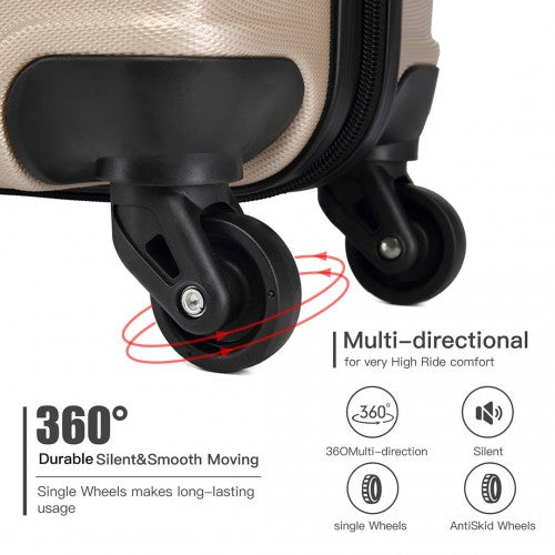 K1991-1L - Kono 19 Inch Horizontal Design ABS Hard Shell Suitcase With TSA Lock - Gold | Neil's Luggage Store