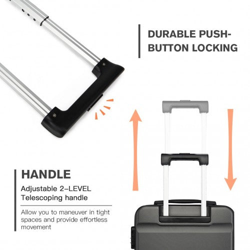 K1991-1L - Kono 24 Inch Horizontal Design ABS Hard Shell Suitcase With TSA Lock - Grey | Neil's Luggage Store