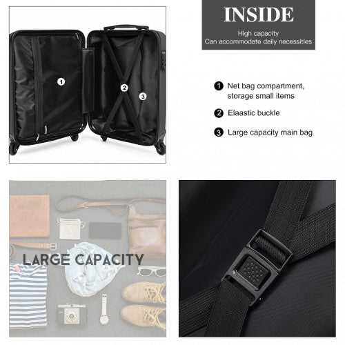 K1991-1L - Kono 24 Inch Horizontal Design ABS Hard Shell Suitcase With TSA Lock - Grey | Neil's Luggage Store