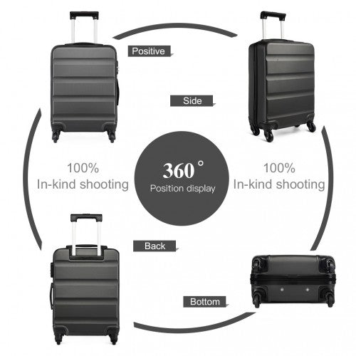 K1991-1L - Kono 24 Inch Horizontal Design ABS Hard Shell Suitcase With TSA Lock - Grey | Neil's Luggage Store