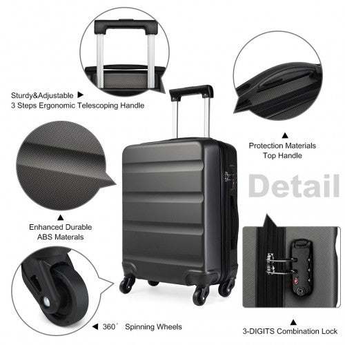 K1991-1L - Kono 24 Inch Horizontal Design ABS Hard Shell Suitcase With TSA Lock - Grey | Neil's Luggage Store