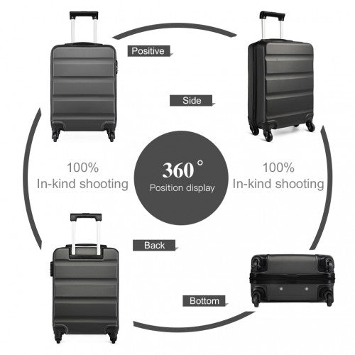 K1991-1L - Kono 19 Inch Horizontal Design ABS Hard Shell Suitcase With TSA Lock - Grey by LuluBags