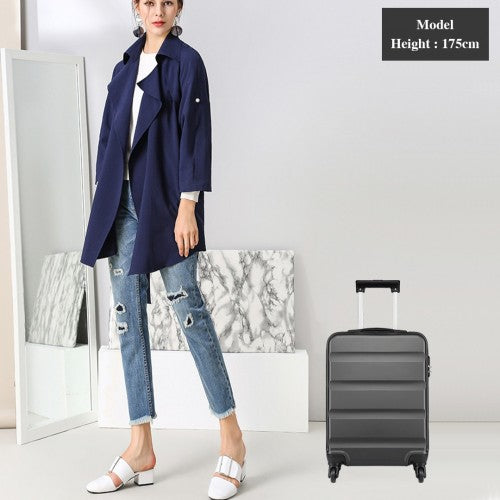 K1991-1L - Kono 19 Inch Horizontal Design ABS Hard Shell Suitcase With TSA Lock - Grey by LuluBags