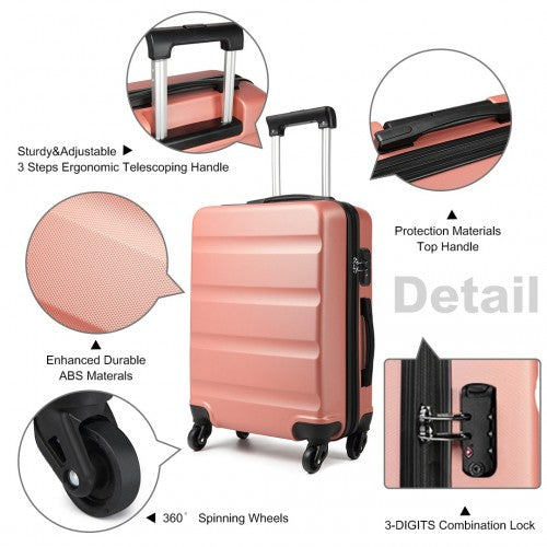 K1991-1L - Kono 24 Inch Horizontal Design ABS Hard Shell Suitcase With TSA Lock - Nude | Neil's Luggage Store