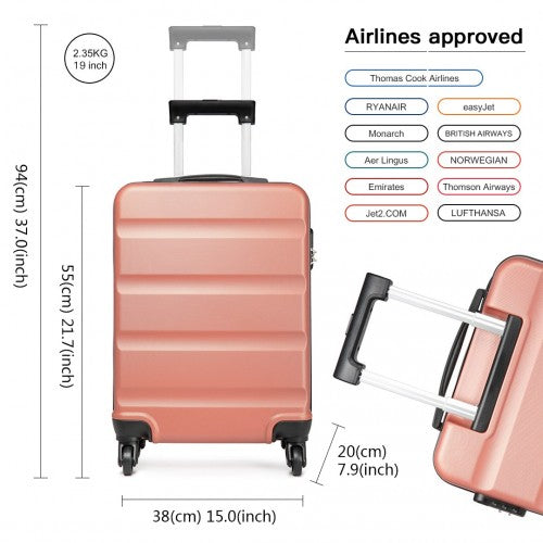 Kono 19 Inch Horizontal Design ABS Hard Shell Suitcase With TSA Lock Nude | Neil's Luggage Store