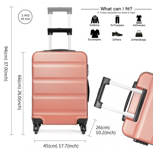 K1991-1L - Kono 24 Inch Horizontal Design ABS Hard Shell Suitcase With TSA Lock - Nude | Neil's Luggage Store