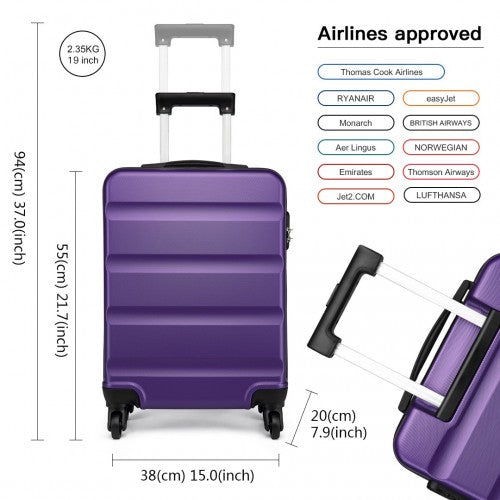 K1991-1L - Kono 19 Inch Horizontal Design ABS Hard Shell Suitcase With TSA Lock - Purple | Neil's Luggage Store