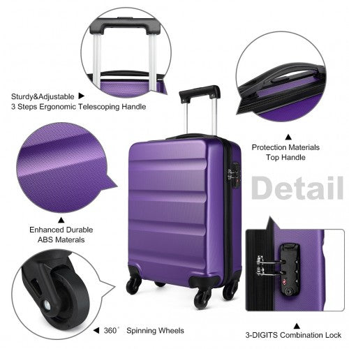 K1991-1L - Kono 19 Inch Horizontal Design ABS Hard Shell Suitcase With TSA Lock - Purple | Neil's Luggage Store