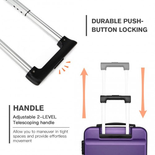 K1991-1L - Kono 19 Inch Horizontal Design ABS Hard Shell Suitcase With TSA Lock - Purple | Neil's Luggage Store