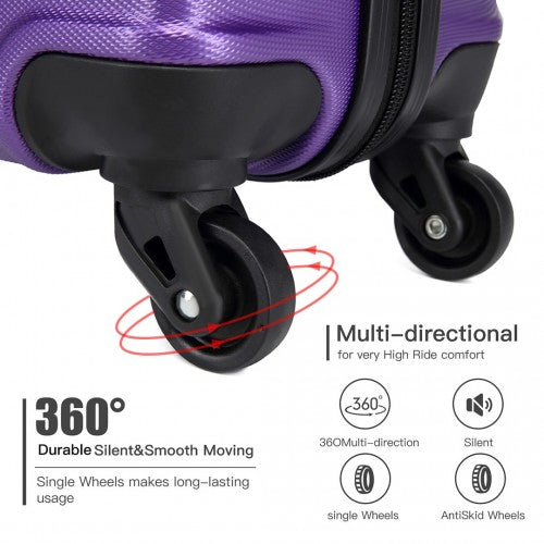 K1991-1L - Kono 19 Inch Horizontal Design ABS Hard Shell Suitcase With TSA Lock - Purple | Neil's Luggage Store
