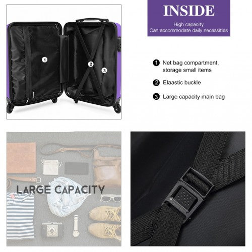 K1991-1L - Kono 19 Inch Horizontal Design ABS Hard Shell Suitcase With TSA Lock - Purple | Neil's Luggage Store