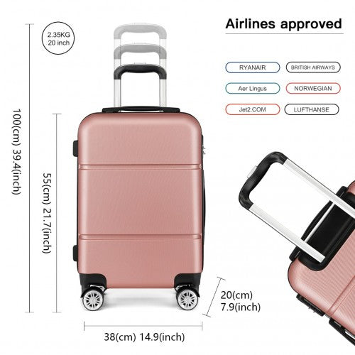 K1995L - Kono Hard Shell ABS Carry On Suitcase 20 Inch - Nude | Neil's Luggage Store