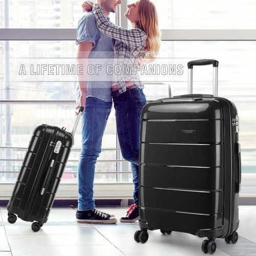 K1997L - KONO 24 INCH HARD SHELL PP SUITCASE - BLACK | Neil's Luggage Store