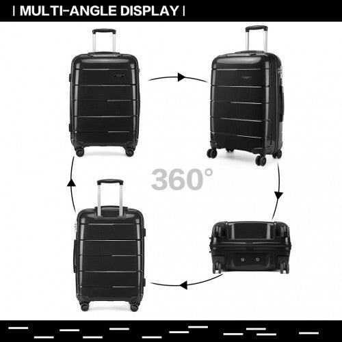 K1997L - KONO 20 INCH CABIN SIZE HARD SHELL PP SUITCASE - BLACK | Neil's Luggage Store