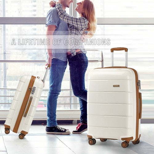 K1997L - KONO 24 INCH HARD SHELL PP SUITCASE - CREAM | Neil's Luggage Store