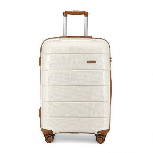 K1997L - KONO 24 INCH HARD SHELL PP SUITCASE - CREAM | Neil's Luggage Store