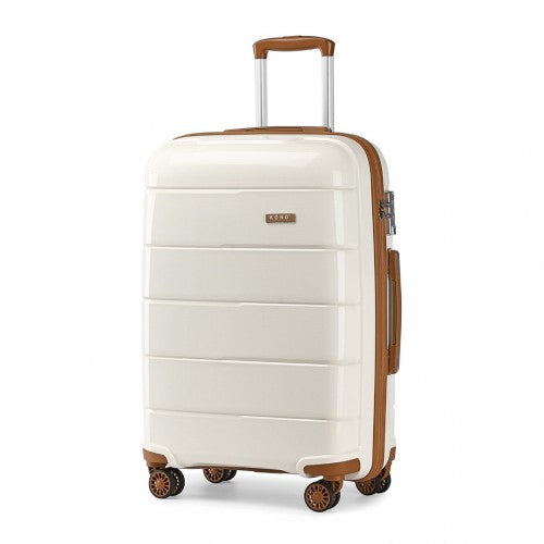 K1997L - KONO 20 INCH CABIN SIZE HARD SHELL PP SUITCASE - CREAM | Neil's Luggage Store