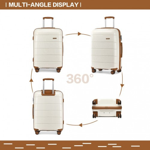 K1997L - KONO 24 INCH HARD SHELL PP SUITCASE - CREAM | Neil's Luggage Store