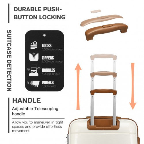 K1997L - KONO 20 INCH CABIN SIZE HARD SHELL PP SUITCASE - CREAM | Neil's Luggage Store