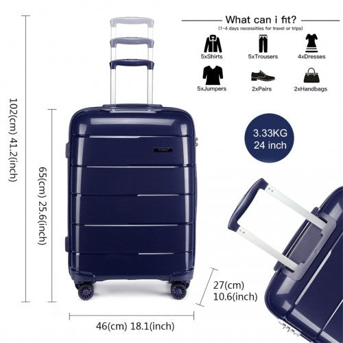 K1997L - KONO 24 INCH HARD SHELL PP SUITCASE - NAVY | Neil's Luggage Store