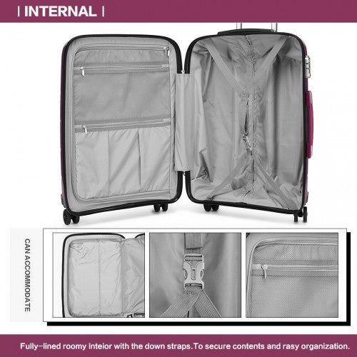 K1997L - KONO 20 INCH CABIN SIZE HARD SHELL PP SUITCASE - PURPLE | Neil's Luggage Store