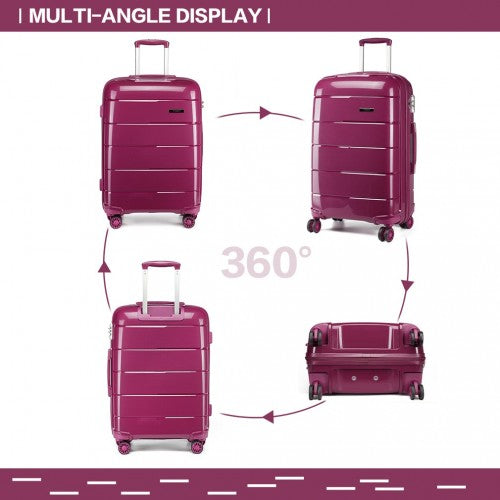 K1997L - KONO 20 INCH CABIN SIZE HARD SHELL PP SUITCASE - PURPLE | Neil's Luggage Store
