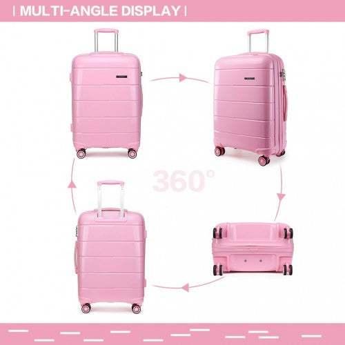 K1997L - KONO 24 INCH HARD SHELL PP SUITCASE - PINK | Neil's Luggage Store