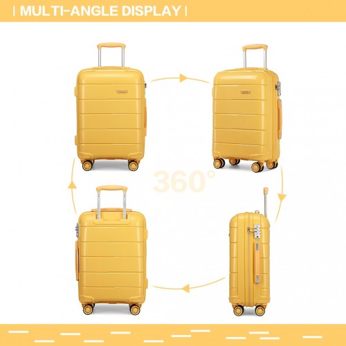 K1997L - KONO 24 INCH HARD SHELL PP SUITCASE - YELLOW | Neil's Luggage Store