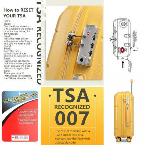K1997L - KONO 24 INCH HARD SHELL PP SUITCASE - YELLOW | Neil's Luggage Store
