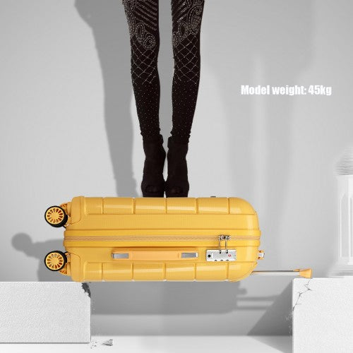 K1997L - KONO 24 INCH HARD SHELL PP SUITCASE - YELLOW | Neil's Luggage Store