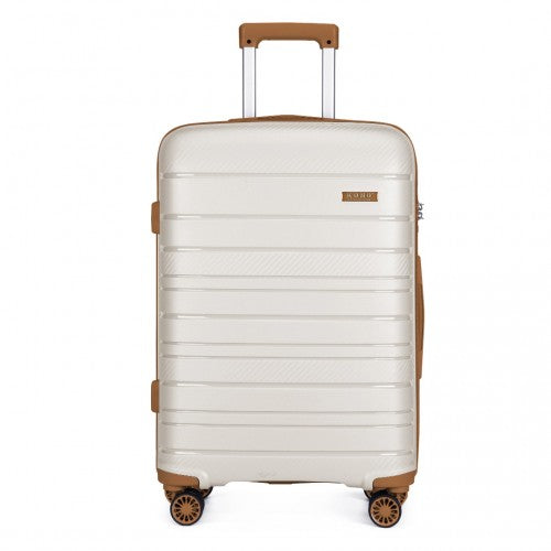 K2091L - Kono 28 Inch Multi Texture Hard Shell PP Suitcase - Classic Collection - Cream | Neil's Luggage Store