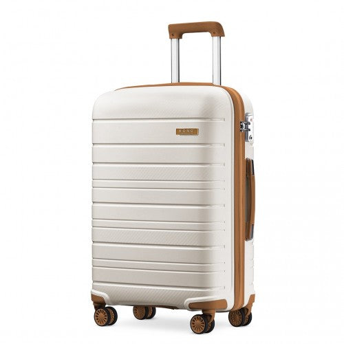 K2091L - Kono 28 Inch Multi Texture Hard Shell PP Suitcase - Classic Collection - Cream | Neil's Luggage Store