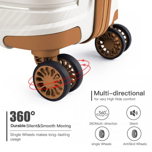 K2091L - Kono 28 Inch Multi Texture Hard Shell PP Suitcase - Classic Collection - Cream | Neil's Luggage Store