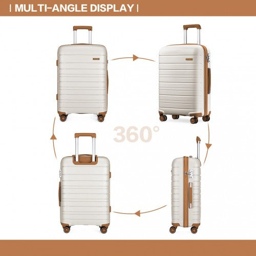 K2091L - Kono 24 Inch Multi Texture Hard Shell PP Suitcase - Classic Collection - Cream | Neil's Luggage Store