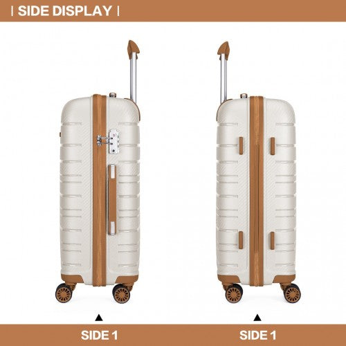 K2091L - Kono 24 Inch Multi Texture Hard Shell PP Suitcase - Classic Collection - Cream | Neil's Luggage Store