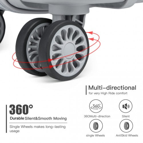 K2091L - Kono 24 Inch Multi Texture Hard Shell PP Suitcase - Classic Collection - Grey | Neil's Luggage Store