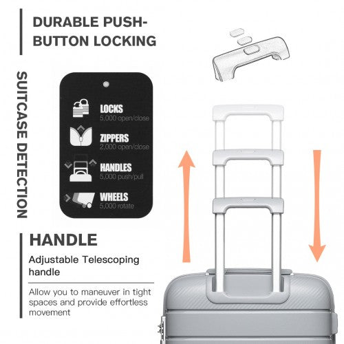 K2091L - Kono 28 Inch Multi Texture Hard Shell PP Suitcase - Classic Collection - Grey | Neil's Luggage Store