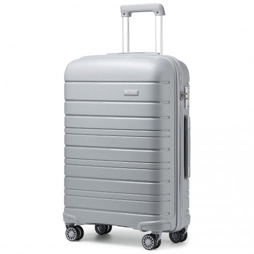 K2091L - Kono 20 Inch Multi Texture Hard Shell PP Suitcase - Classic Collection - Grey | Neil's Luggage Store