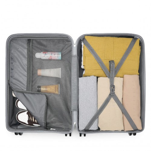 K2091L - Kono 24 Inch Multi Texture Hard Shell PP Suitcase - Classic Collection - Grey | Neil's Luggage Store