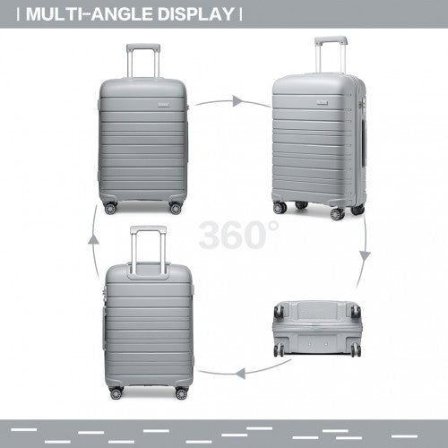 K2091L - Kono 20 Inch Multi Texture Hard Shell PP Suitcase - Classic Collection - Grey | Neil's Luggage Store