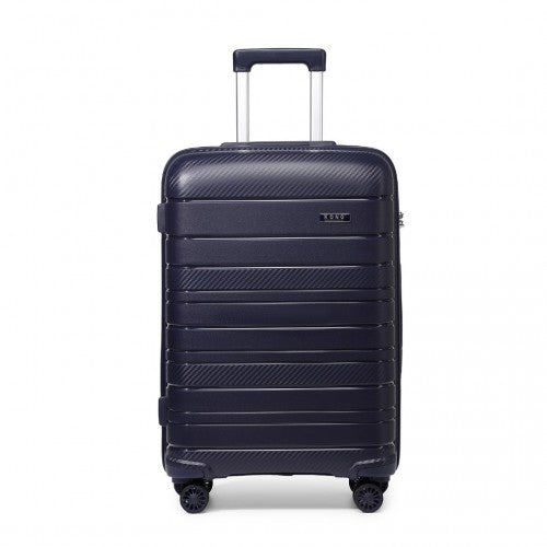 K2091L - Kono 24 Inch Multi Texture Hard Shell PP Suitcase - Classic Collection - Navy | Neil's Luggage Store