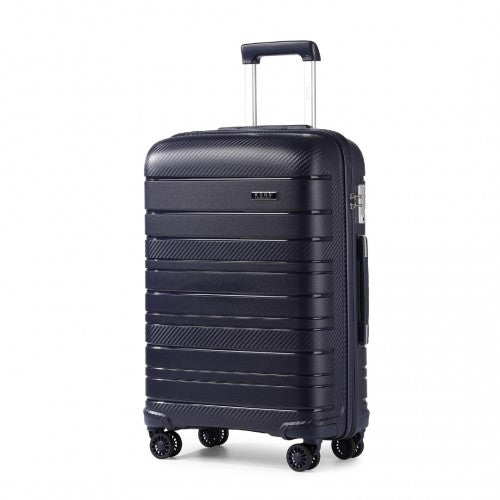K2091L - Kono 24 Inch Multi Texture Hard Shell PP Suitcase - Classic Collection - Navy | Neil's Luggage Store